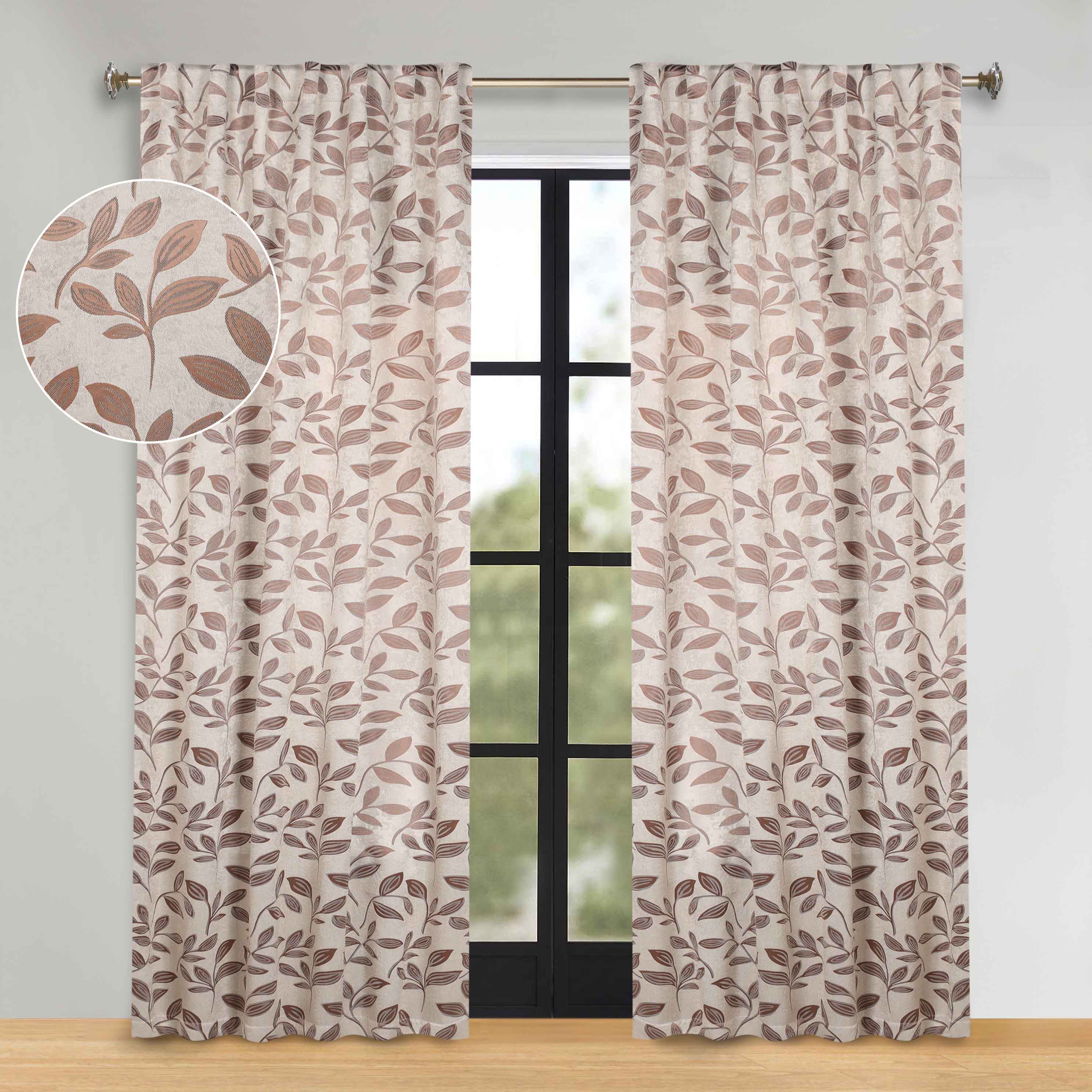 Leaves Room Darkening Back Tabs Blackout Curtain Panels, Set of 2 - Blackout Curtains by Superior