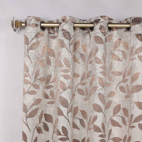 Leaves Room Darkening Washable Blackout Curtain Panels, Set of 2 - White/Copper