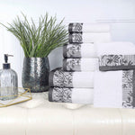 Wisteria Cotton Medium Weight Floral Jacquard Border 8 Piece Towel Set - Towel Set by Superior