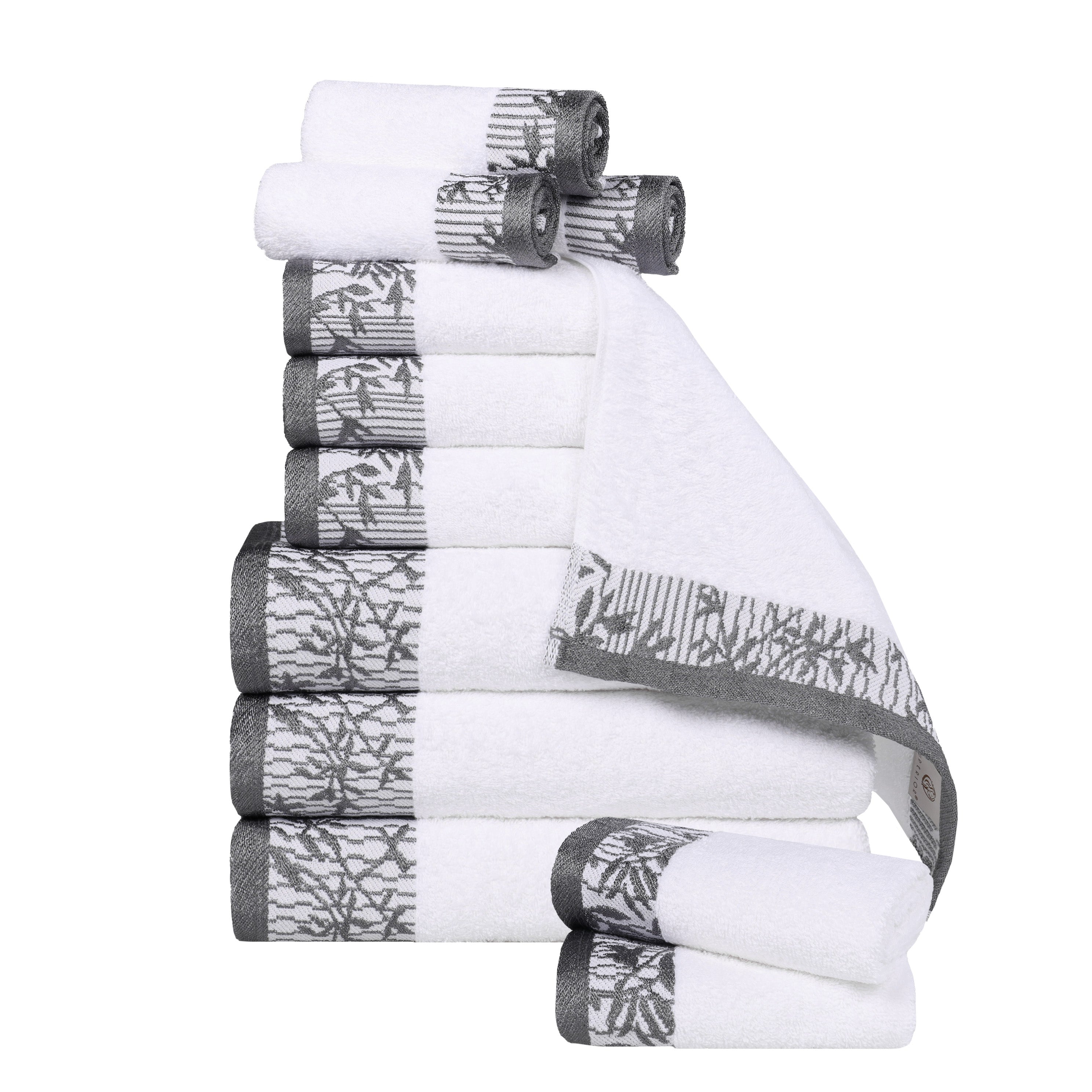 Wisteria Cotton Medium Weight Floral Jacquard 12 Piece Towel Set - Towel Set by Superior