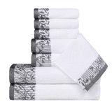 Wisteria Cotton Medium Weight Floral Jacquard Border 8 Piece Towel Set - Towel Set by Superior