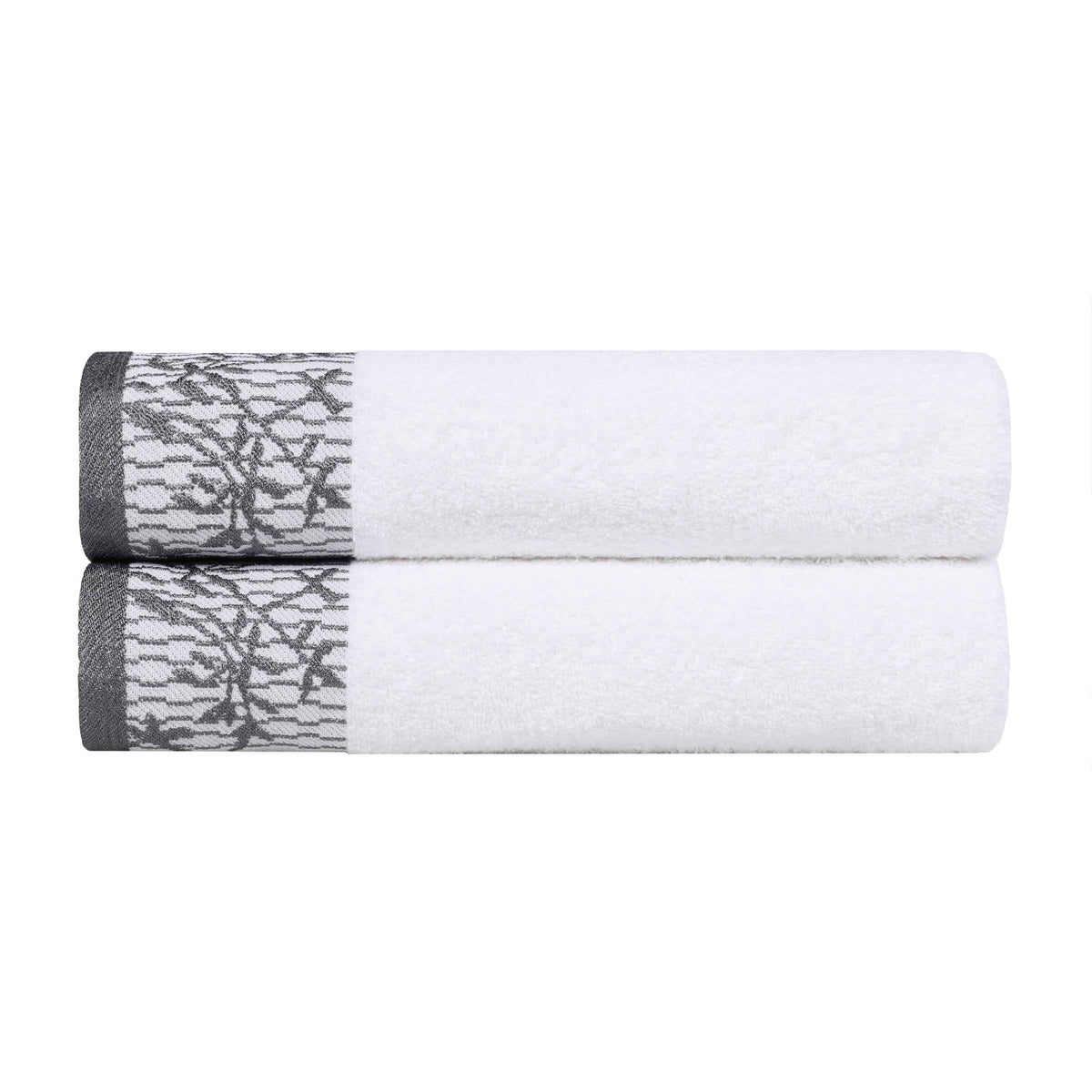 Wisteria Cotton Medium Weight Floral Jacquard Bath Towels, Set of 2