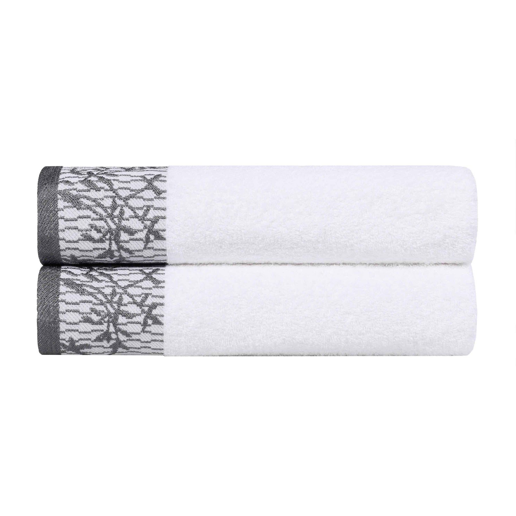 Wisteria Cotton Medium Weight Floral Jacquard Bath Towels, Set of 2