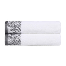 Wisteria Cotton Medium Weight Floral Jacquard Bath Towels, Set of 2