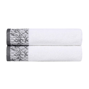 Wisteria Cotton Medium Weight Floral Jacquard Bath Towels, Set of 2