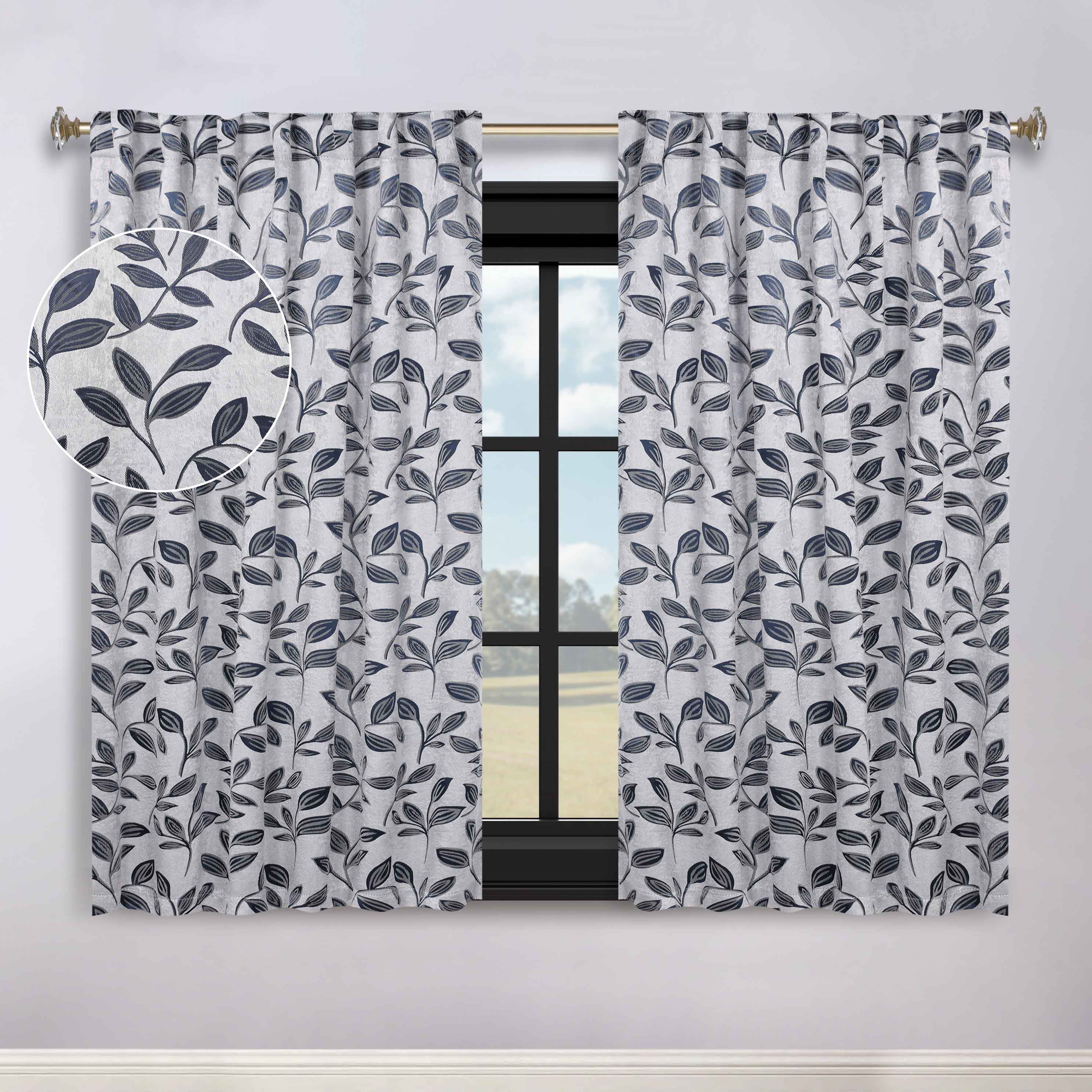 Leaves Room Darkening Back Tabs Blackout Curtain Panels, Set of 2 - Blackout Curtains by Superior