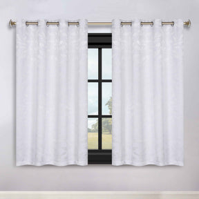 Leaves Room Darkening Grommet Blackout Curtain Panels, Set of 2 - White