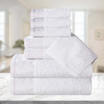 Wisteria Cotton Medium Weight Floral Jacquard Border 8 Piece Towel Set - Towel Set by Superior