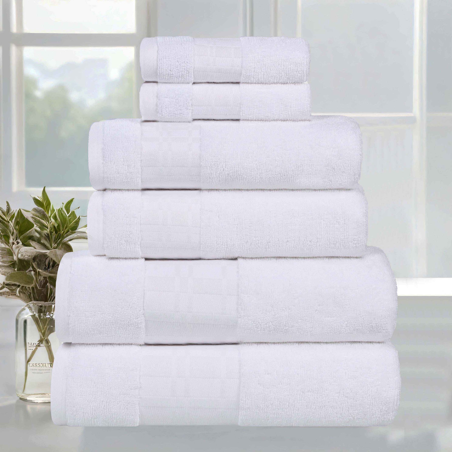 Larissa Cotton Geometric Border 6 Piece Assorted Towel Set