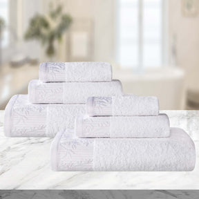 Wisteria Cotton Medium Weight Floral Jacquard Border 6 Piece Towel Set