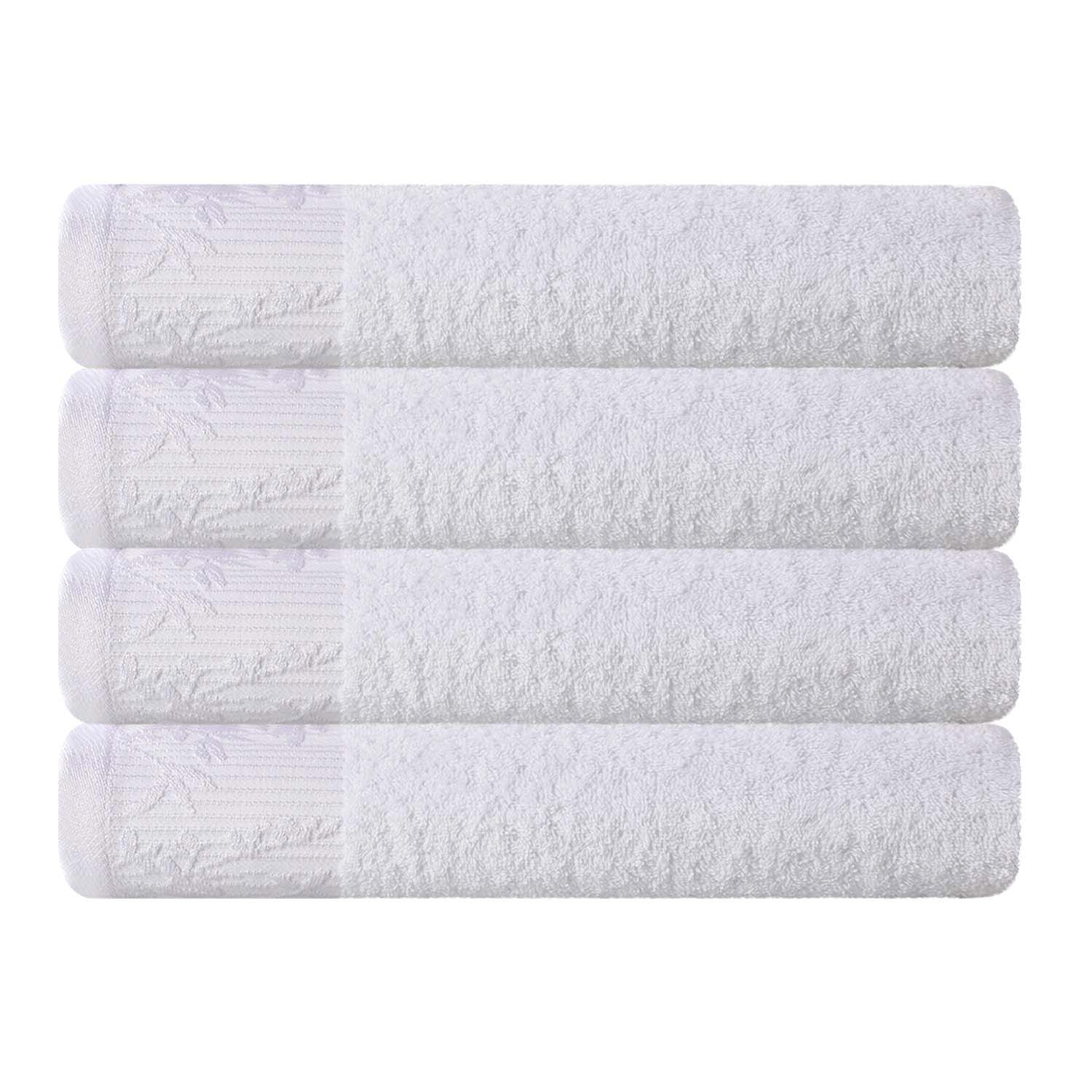 Wisteria Cotton Medium Weight Floral Jacquard Bath Towels, Set of 4