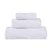 Larissa Cotton Geometric Border 3 Piece Assorted Towel Set - White