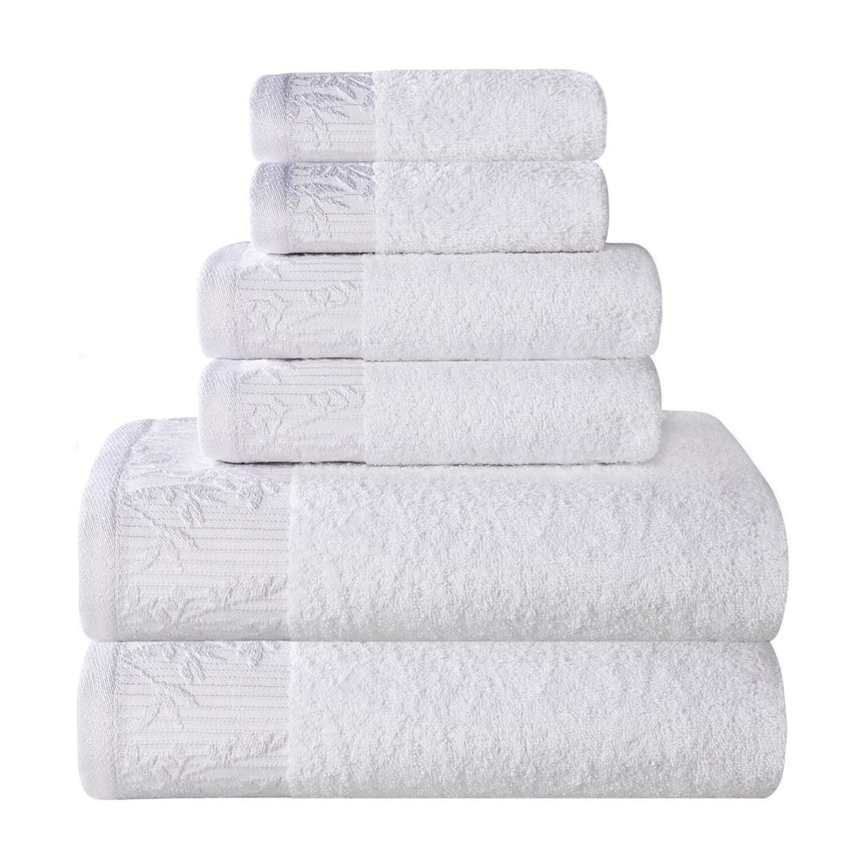 Wisteria Cotton Medium Weight Floral Jacquard Border 6 Piece Towel Set