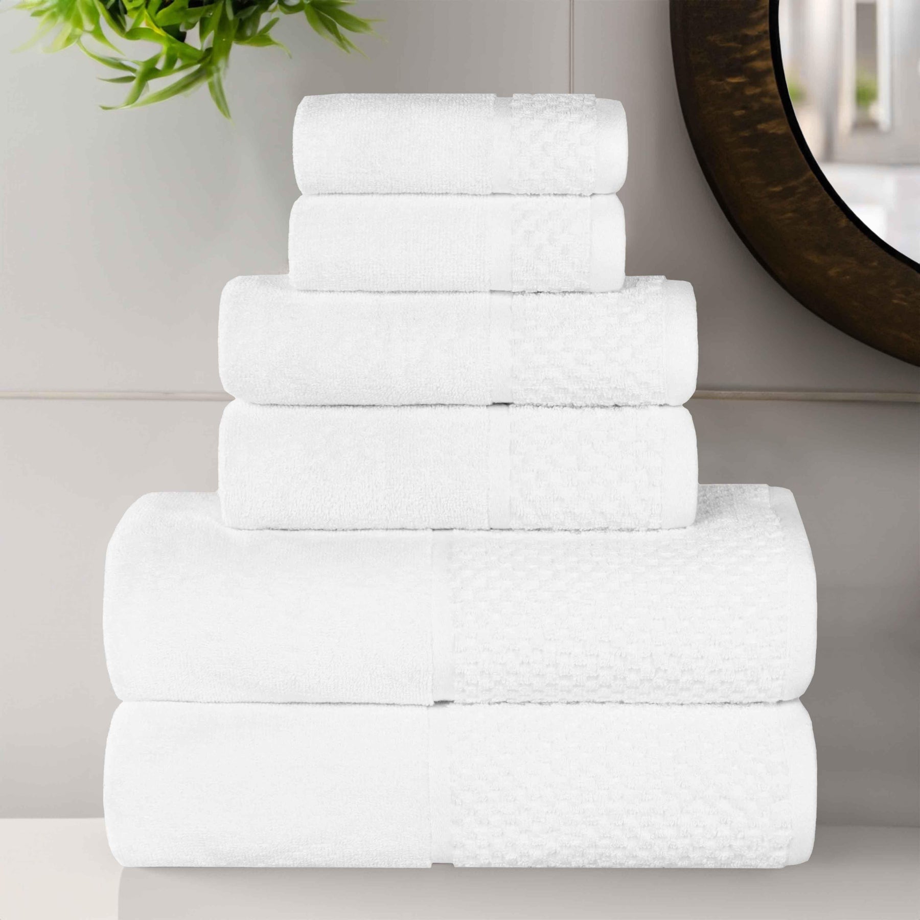 Lodie Cotton Jacquard Solid and Two-Toned 6 Piece Assorted Towel Set - Towel Set by Superior - Superior 