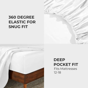 Egyptian Cotton 850 Thread Count Solid Deep Pocket Bed Sheet Set - White