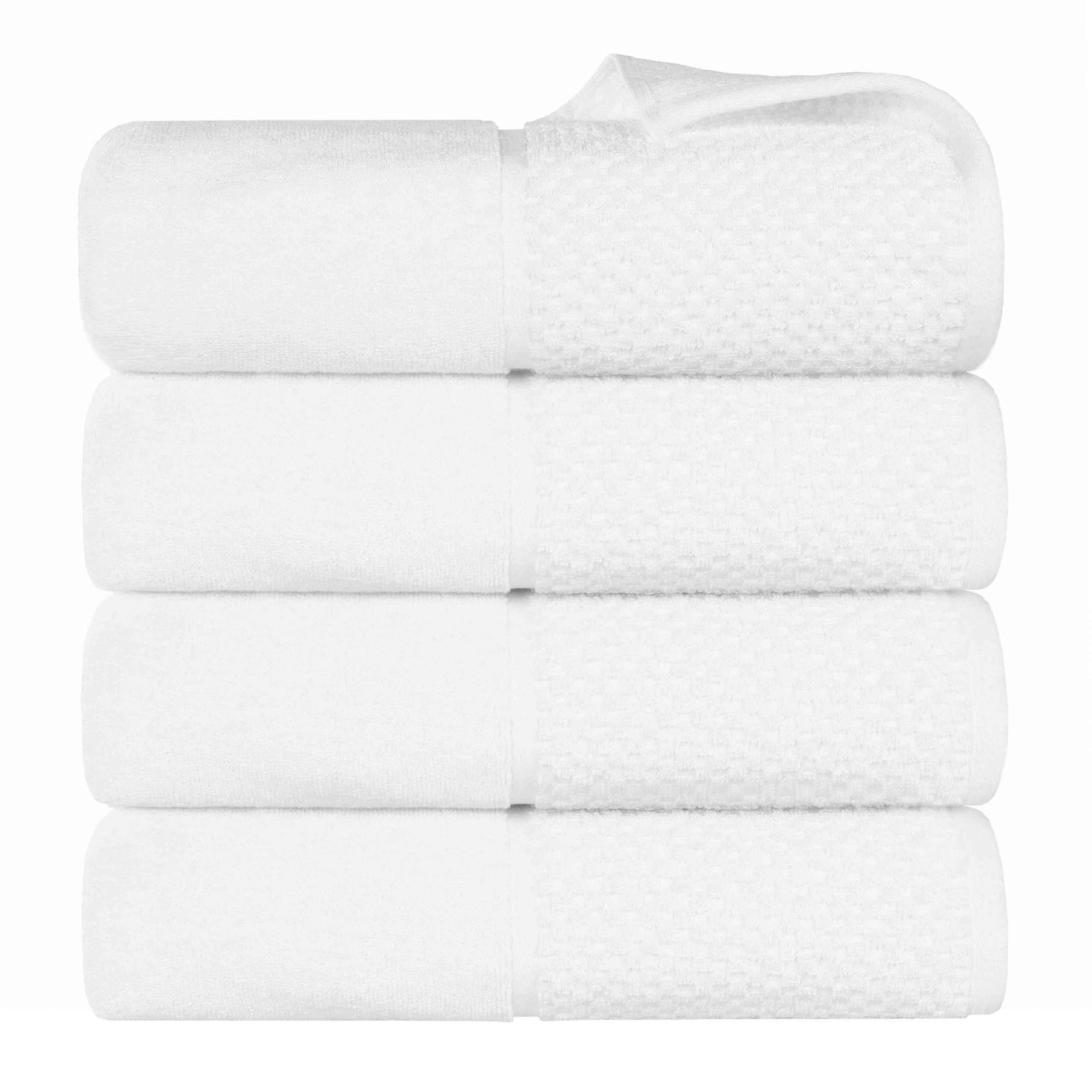 Lodie Cotton Jacquard Solid and Two-Toned Bath Towel Set of 4 - White