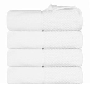 Lodie Cotton Jacquard Solid and Two-Toned Bath Towel Set of 4 - White