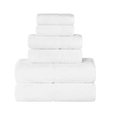 Lodie Cotton Jacquard Solid and Two-Toned 6 Piece Assorted Towel Set - White