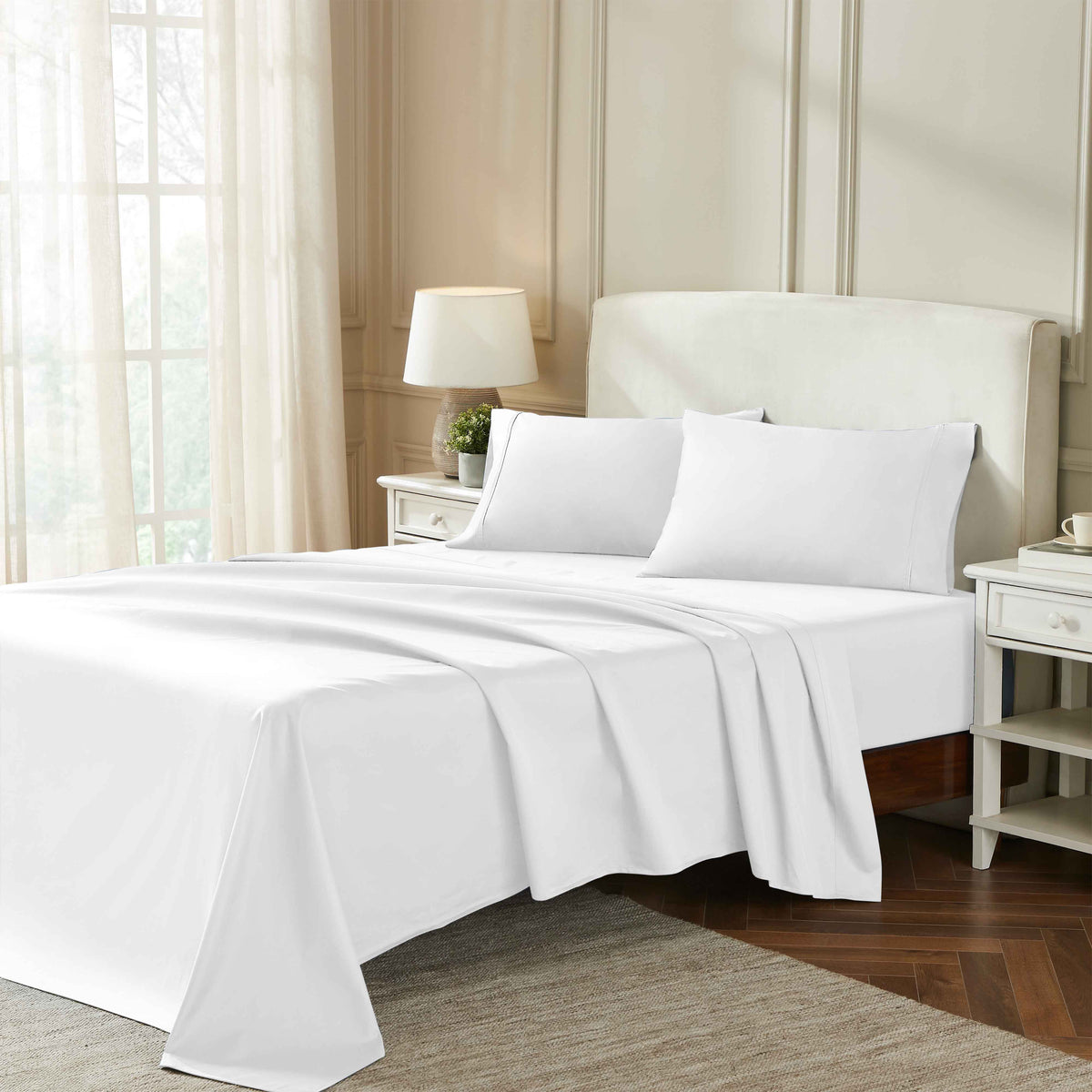 Egyptian Cotton 850 Thread Count Solid Deep Pocket Bed Sheet Set - White