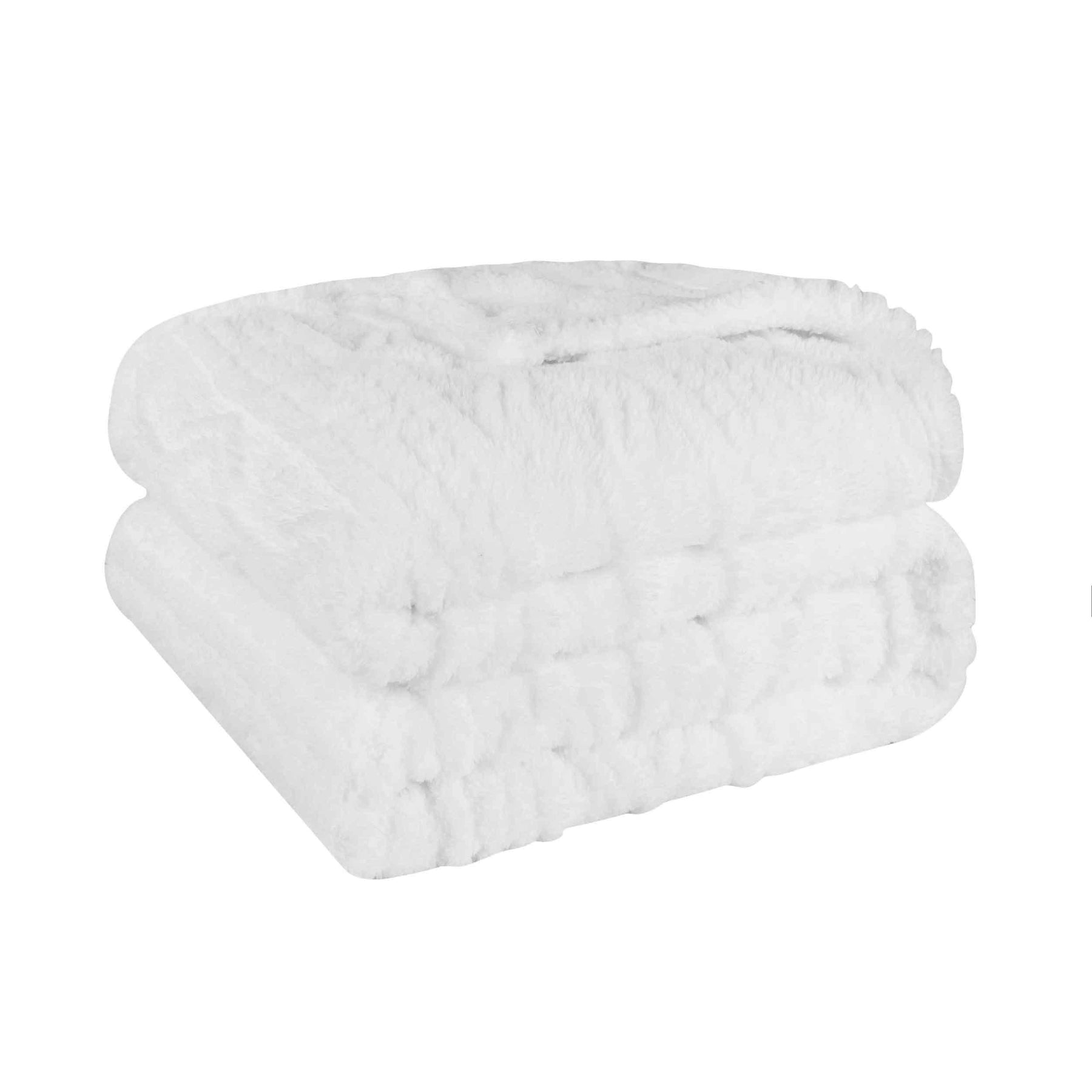 Arctic Boho Knit Jacquard Fleece Plush Medium Weight Fluffy Blanket - White