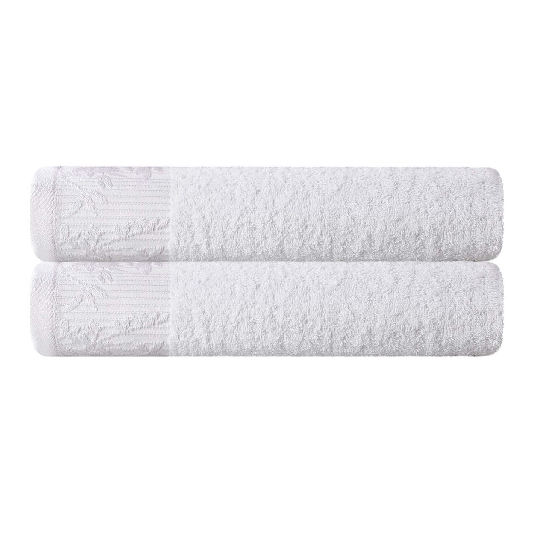 Wisteria Cotton Medium Weight Floral Jacquard Bath Towels, Set of 2