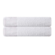 Wisteria Cotton Medium Weight Floral Jacquard Bath Towels, Set of 2