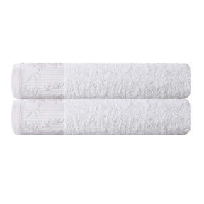 Wisteria Cotton Medium Weight Floral Jacquard Bath Towels, Set of 2