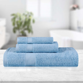 Kendell Egyptian Cotton Quick Drying 3 Piece Towel Set - WinterBlue