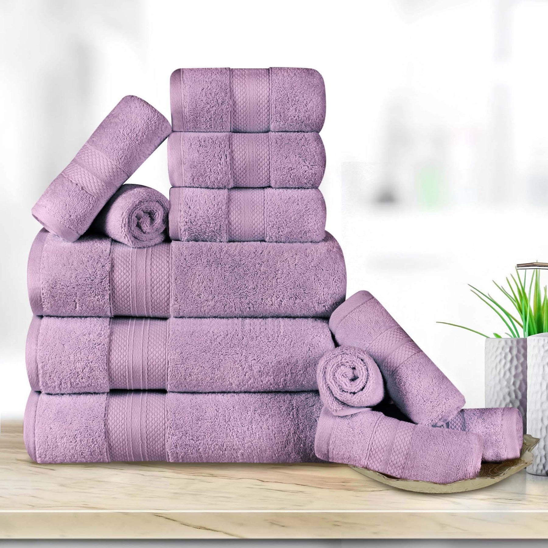 Turkish Cotton Highly Absorbent Solid 12 Piece Ultra Plush Towel Set - Towel Set by Superior - Superior 