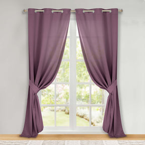 Classic Modern Solid Room Darkening Blackout Curtain Panels, Set of 2 - Wisteria