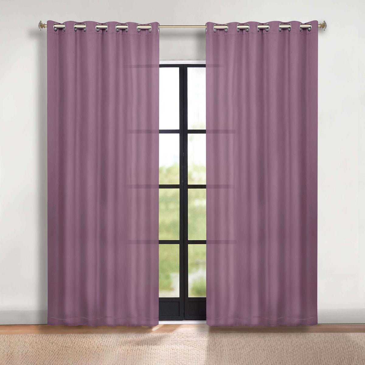 Solid Room Darkening Blackout Curtain Panels, Grommets, Set of 2 - Wisteria