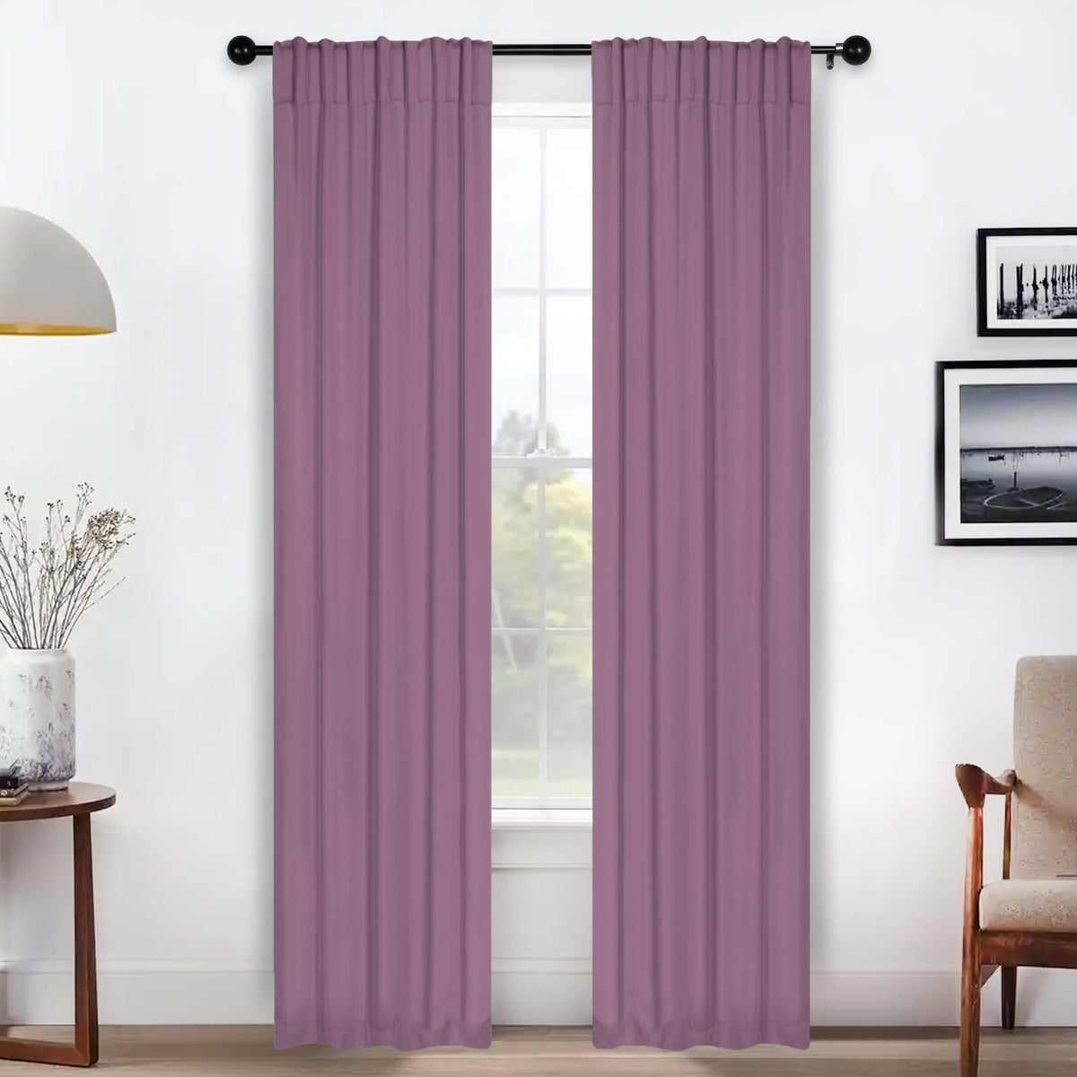 Solid Room Darkening Blackout Curtain Panels, Back Tabs, Set of 2