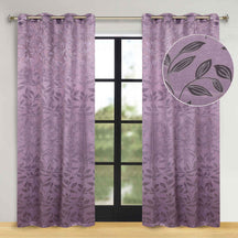 Leaves Room Darkening Washable Blackout Curtain Panels, Set of 2 - Wisteria