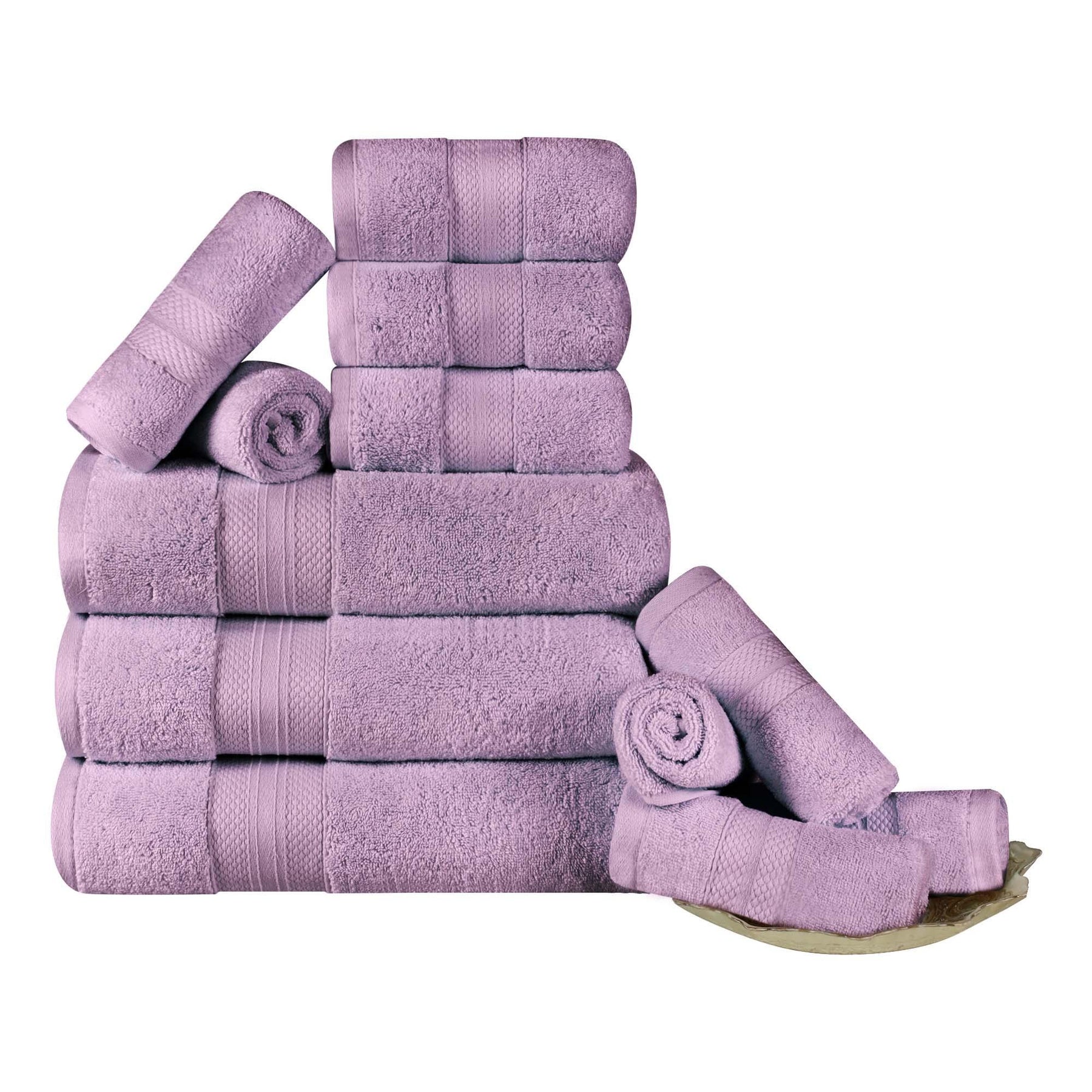 Turkish Cotton Highly Absorbent Solid 12 Piece Ultra Plush Towel Set - Towel Set by Superior - Superior 