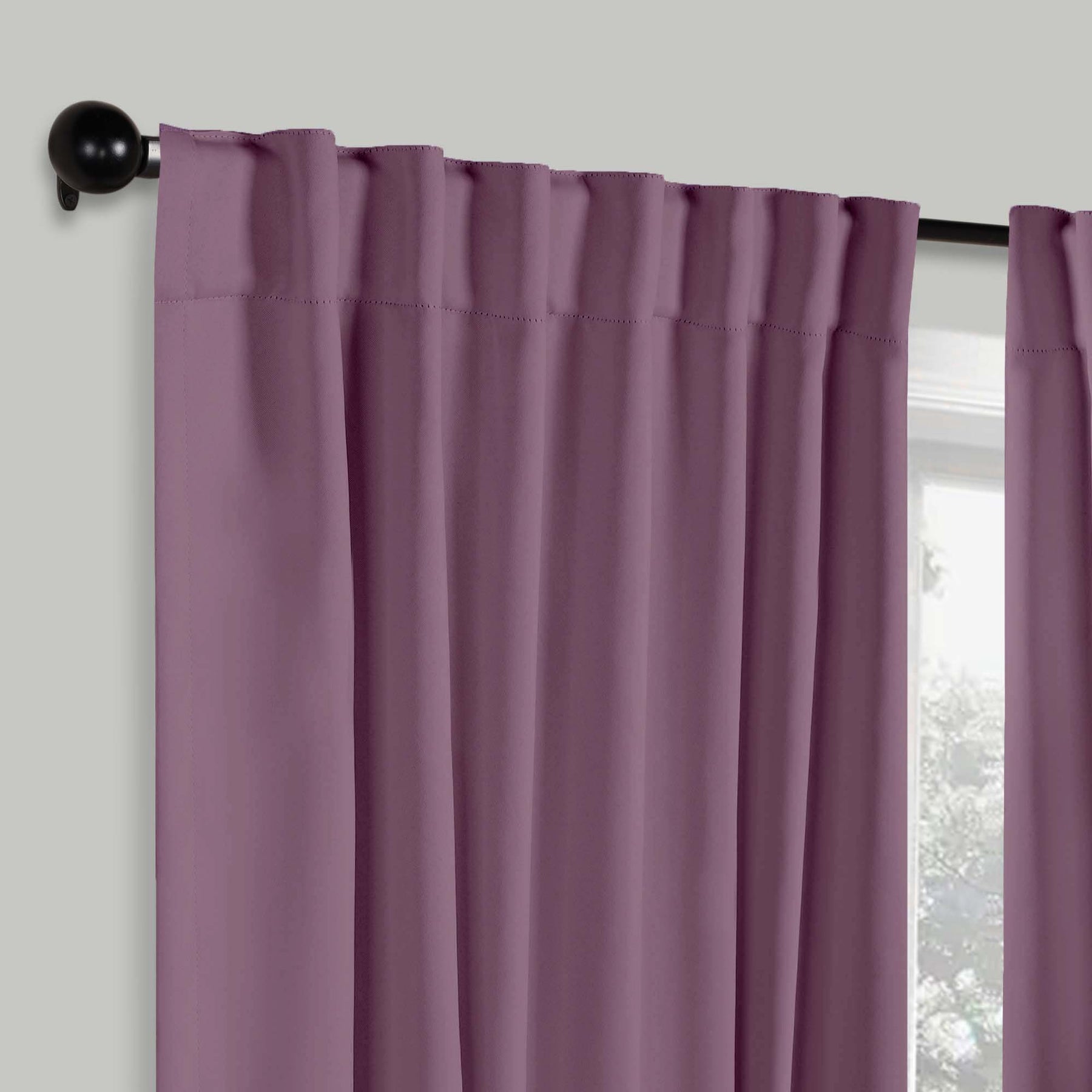 Solid Room Darkening Blackout Curtain Panels, Back Tabs, Set of 2 - Wisteria