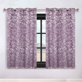 Leaves Room Darkening Washable Blackout Curtain Panels, Set of 2 - Wisteria