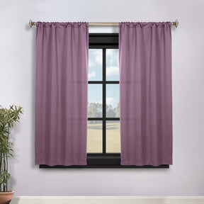 Solid Room Darkening Rod Pocket Blackout Curtain Panels, Set of 2 - Wisteria