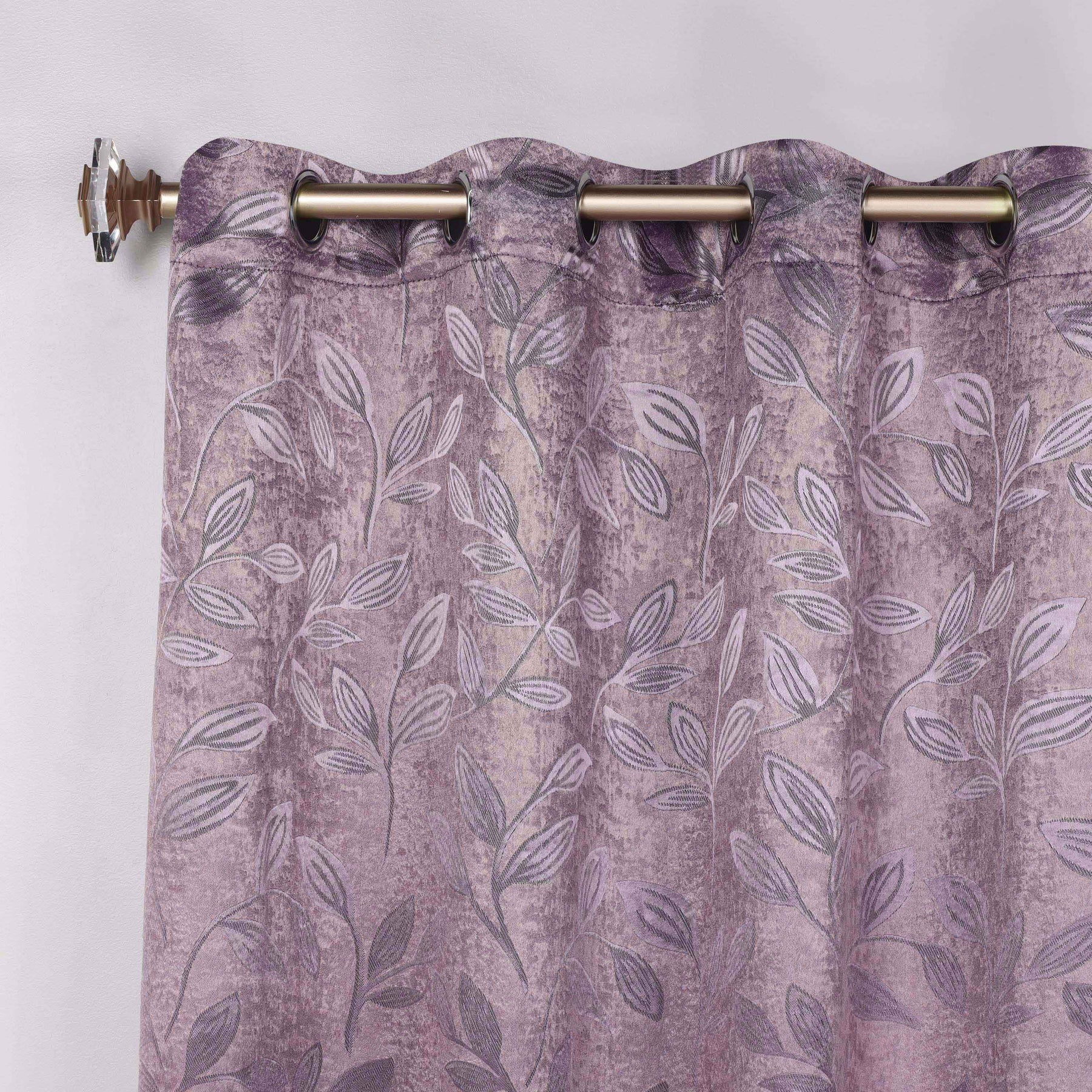 Leaves Room Darkening Washable Blackout Curtain Panels, Set of 2 - Wisteria