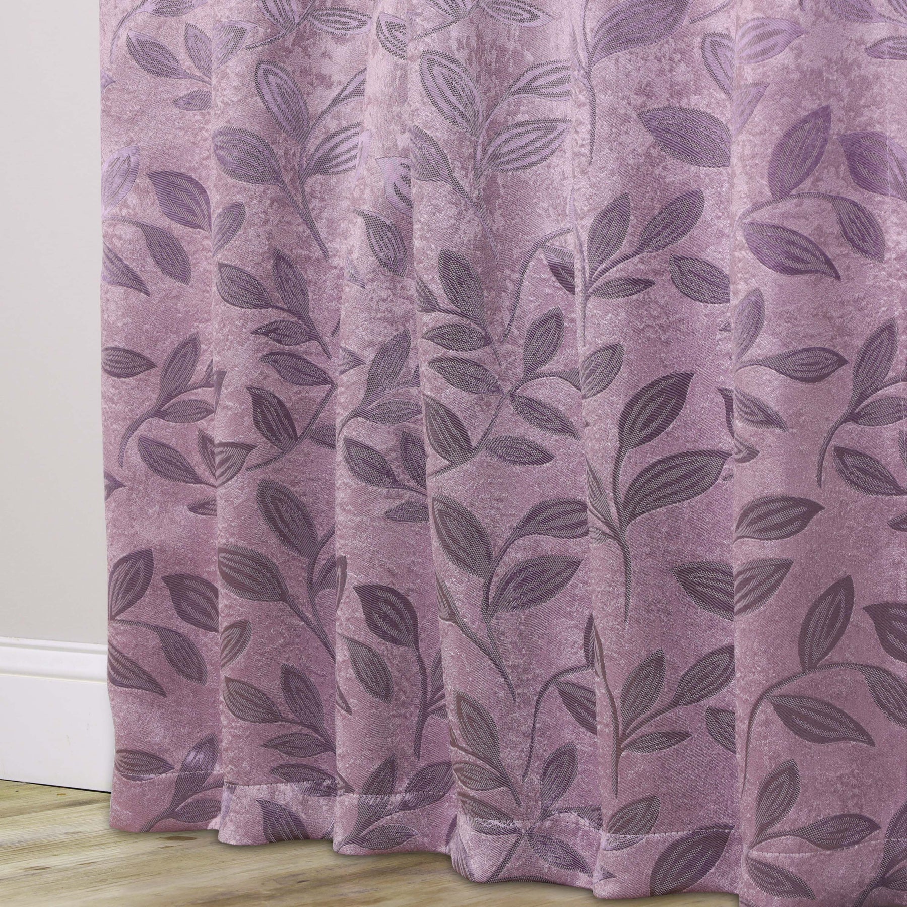 Leaves Room Darkening Washable Blackout Curtain Panels, Set of 2 - Wisteria