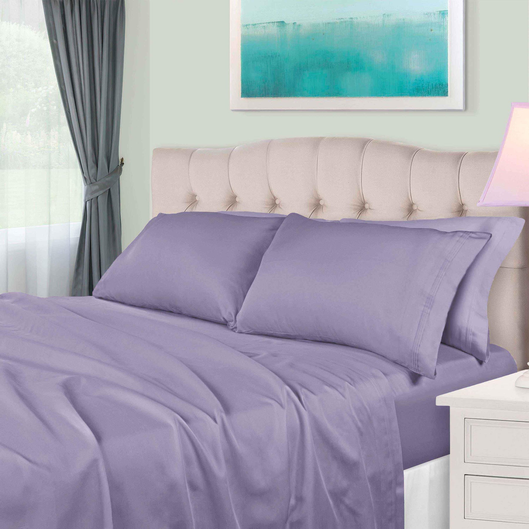 Egyptian Cotton 650 Thread Count Eco-Friendly Solid Sheet Set - Wisteria