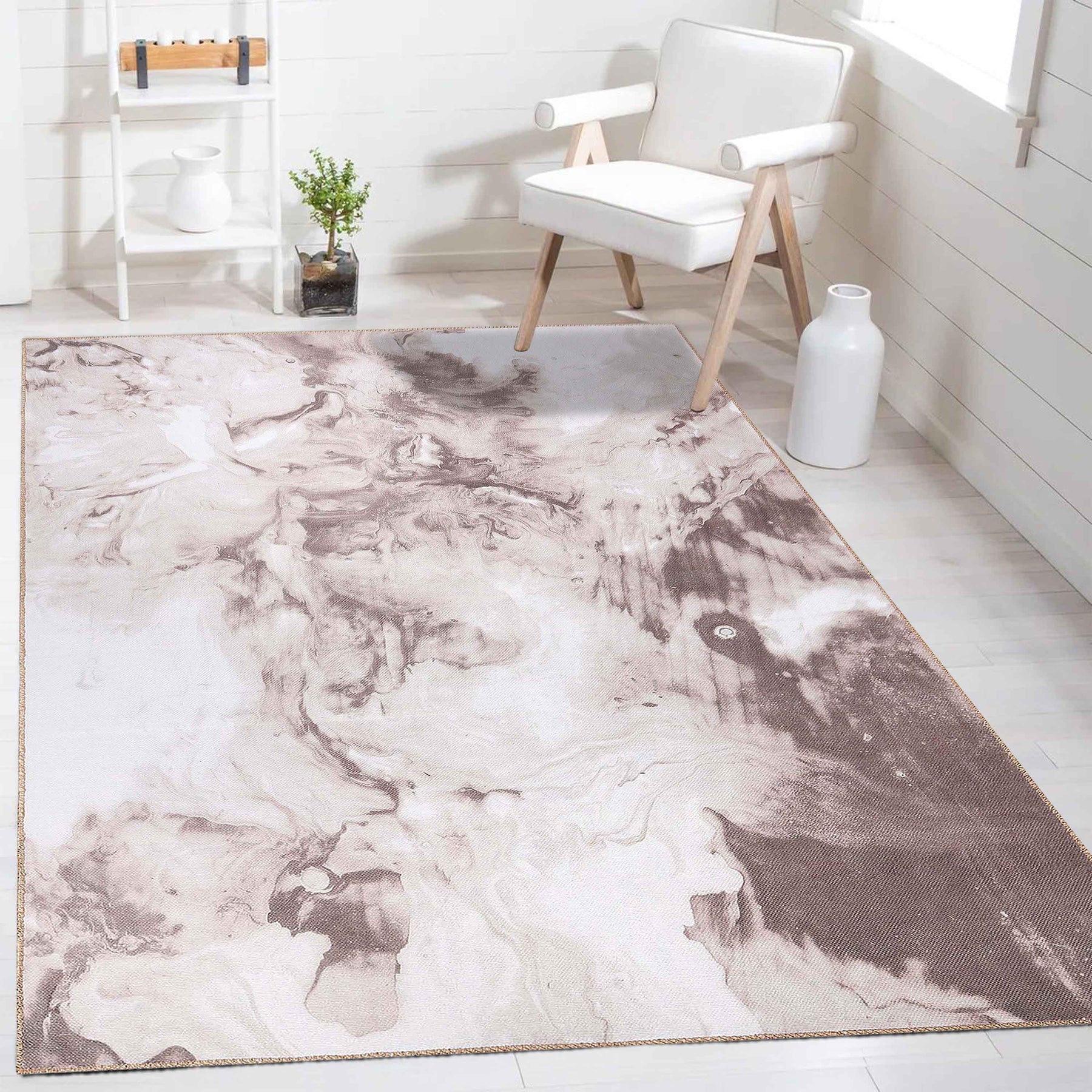 Yuma Abstract Marble Indoor Area Rug or Runner Rug - Beige