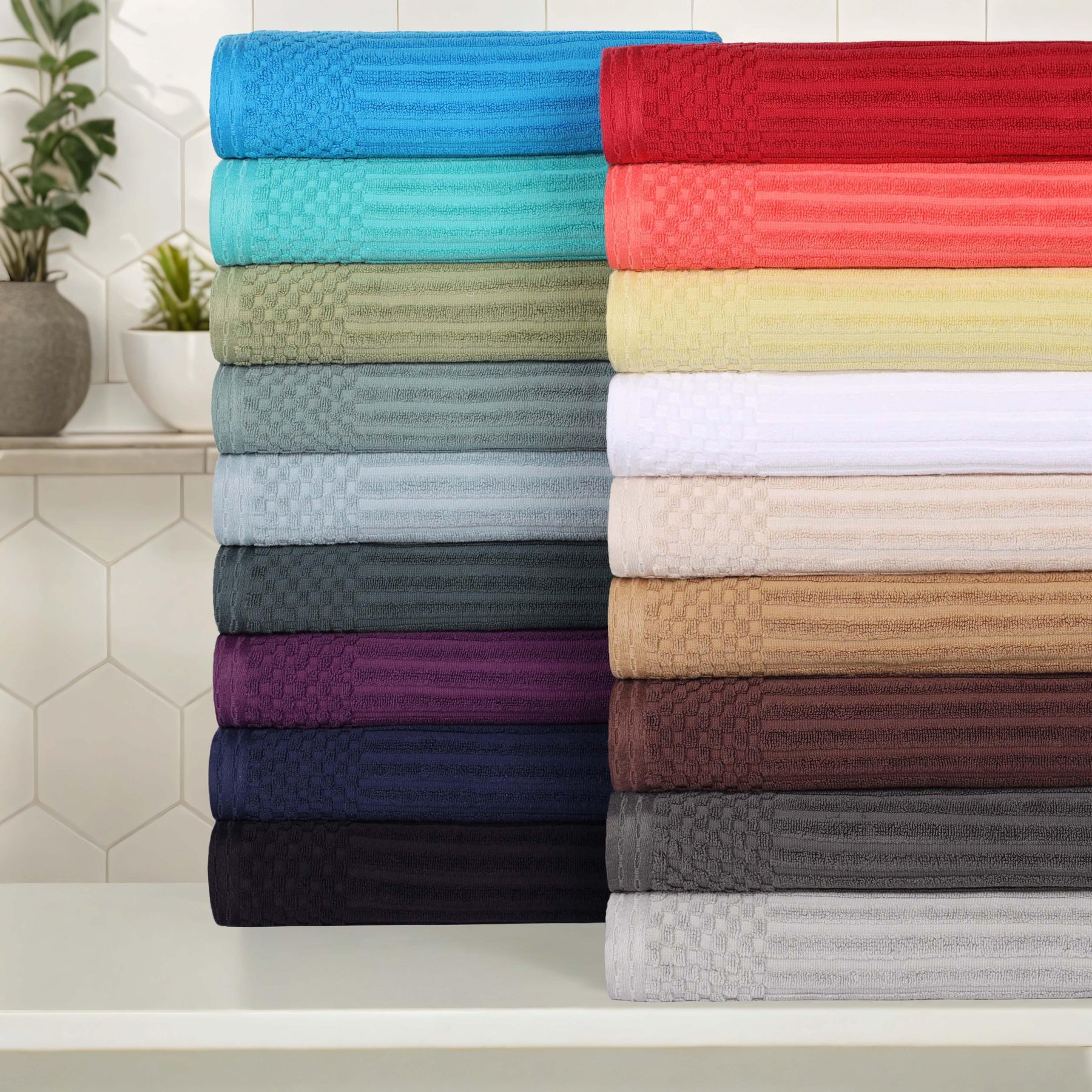 Soho Ribbed Cotton Absorbent 3 Piece Assorted Towel Set - Towel Set by Superior - Superior 