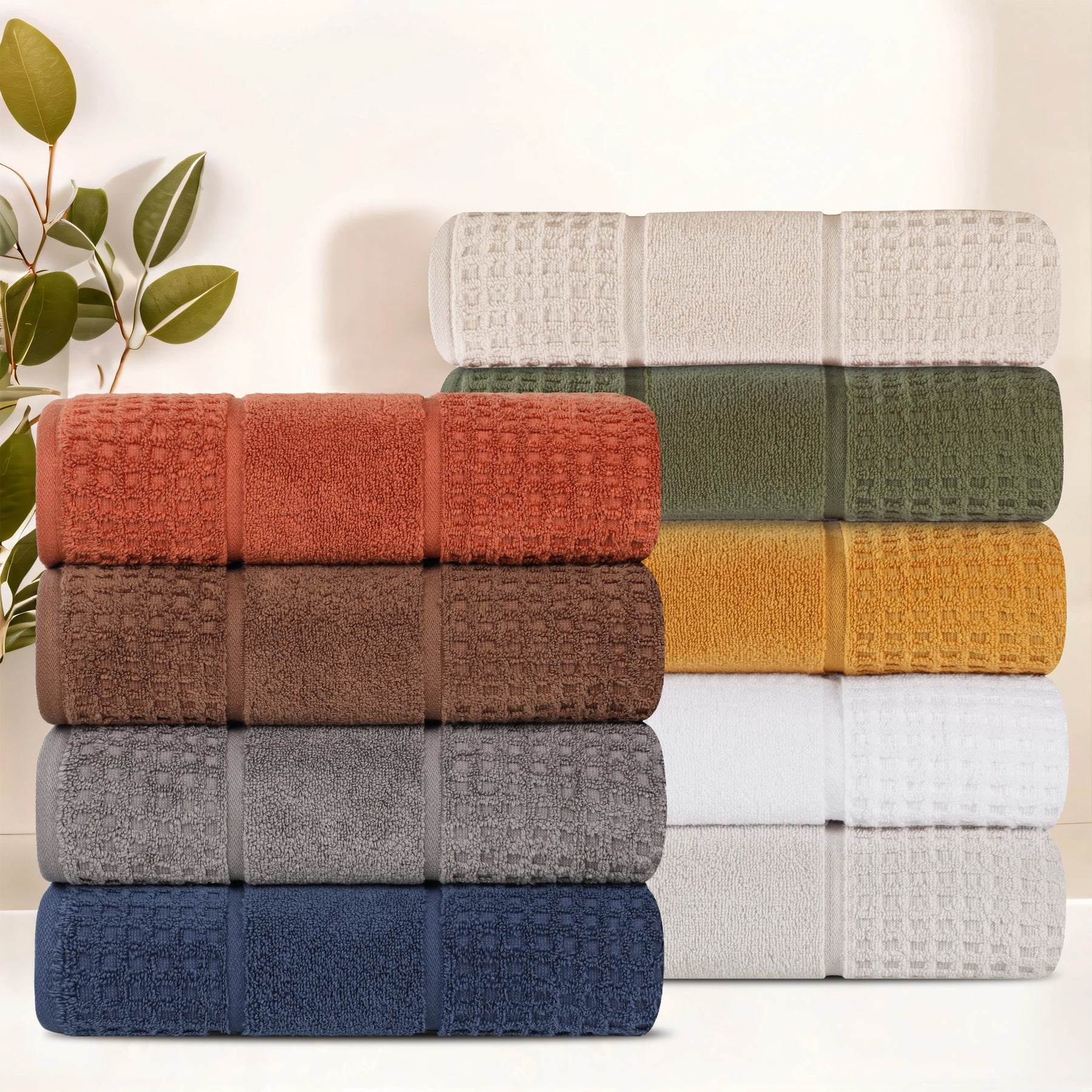 Napa Zero Twist Cotton Solid Waffle Honeycomb Bath Sheet Set of 2