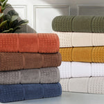 Napa Zero Twist Cotton Solid Waffle Face Towel Washcloth Set of 12 - Towel Set by Superior