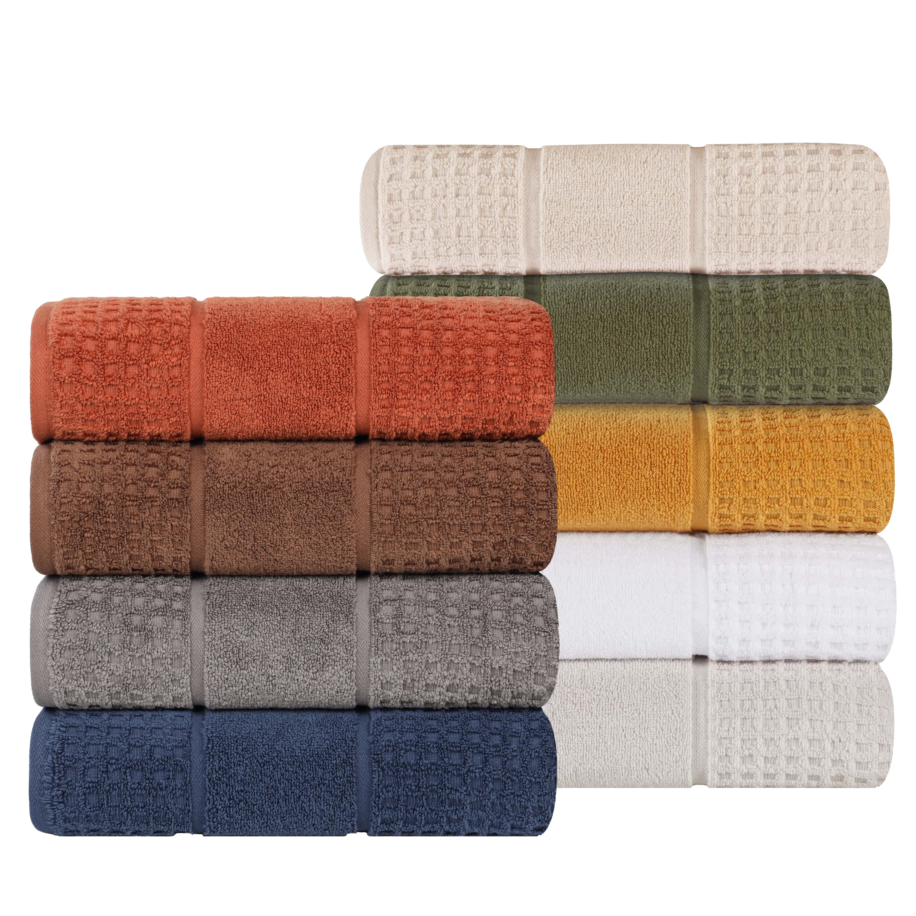 Napa Zero Twist Cotton Solid Waffle Face Towel Washcloth Set of 12 - Towel Set by Superior