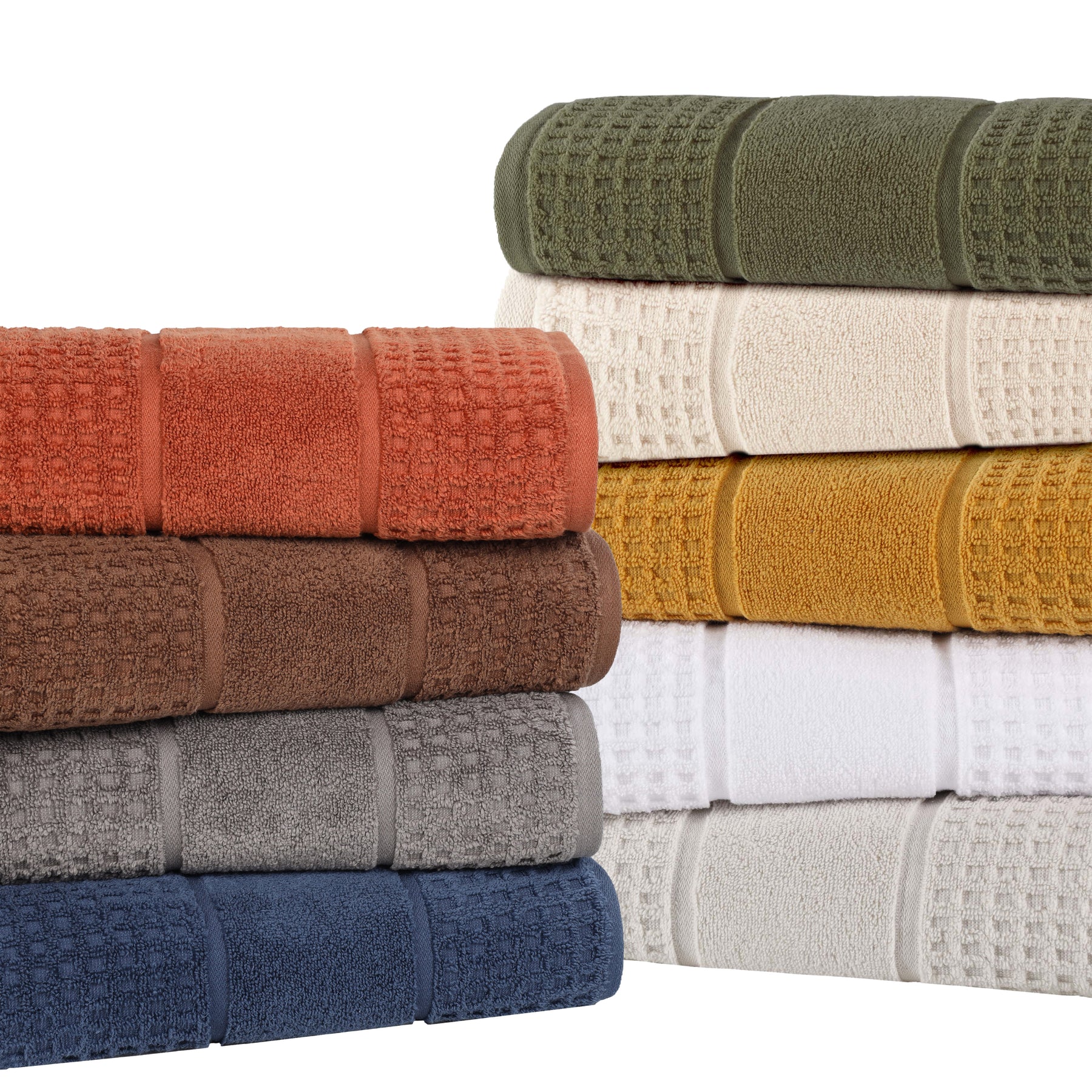 Napa Zero Twist Cotton Solid Waffle Honeycomb Bath Towel Set of 3