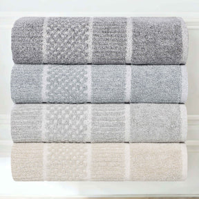 Naples Cotton Blend Textured Checkered & Ribbed Hand Towels, Set of 6