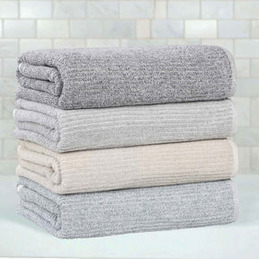 Destin Cotton Blend Textured Ribbed Face Towels Washcloths, Set of 12