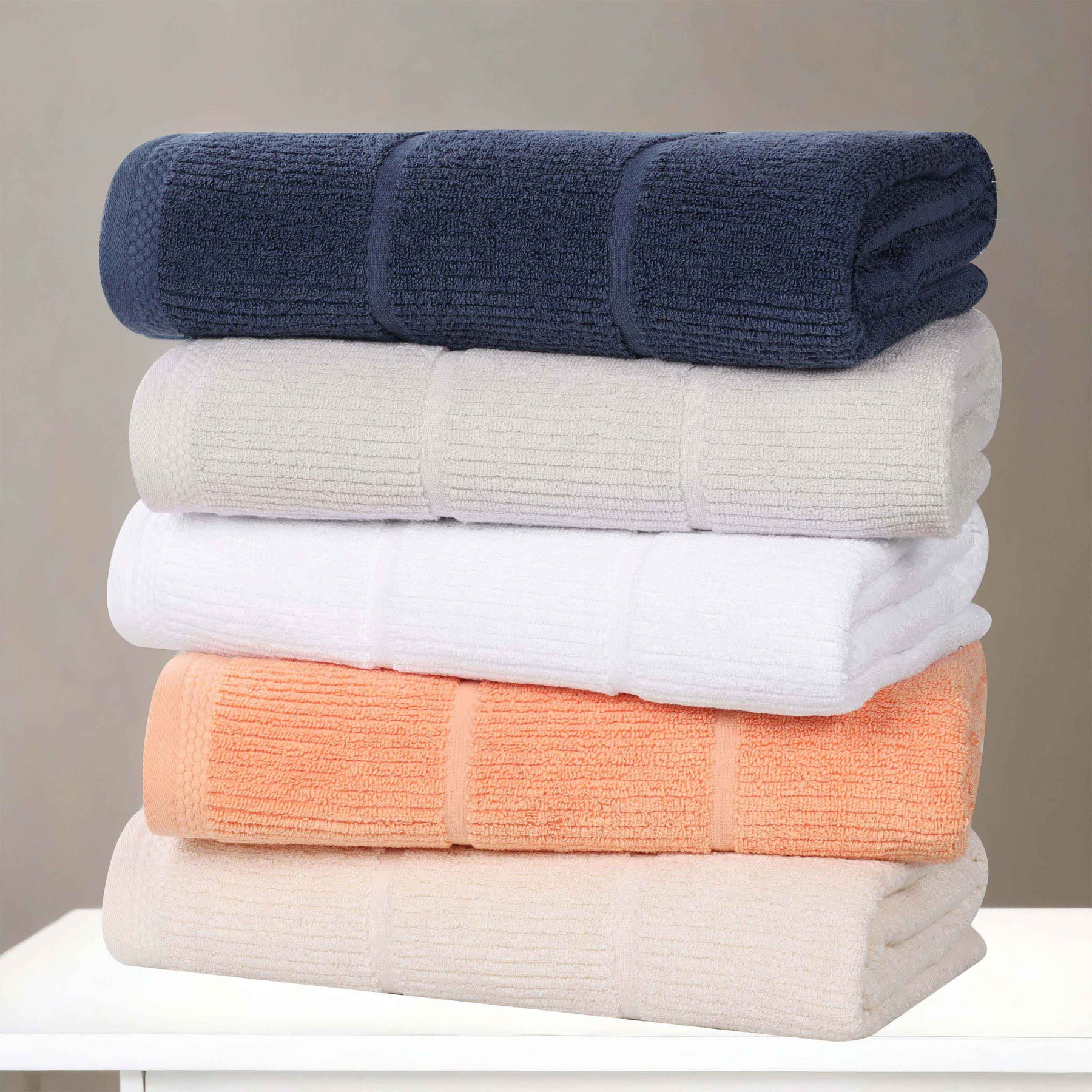 Milo Smart Twist Cotton Medium Weight Solid Ribbed 12 Piece Towel Set