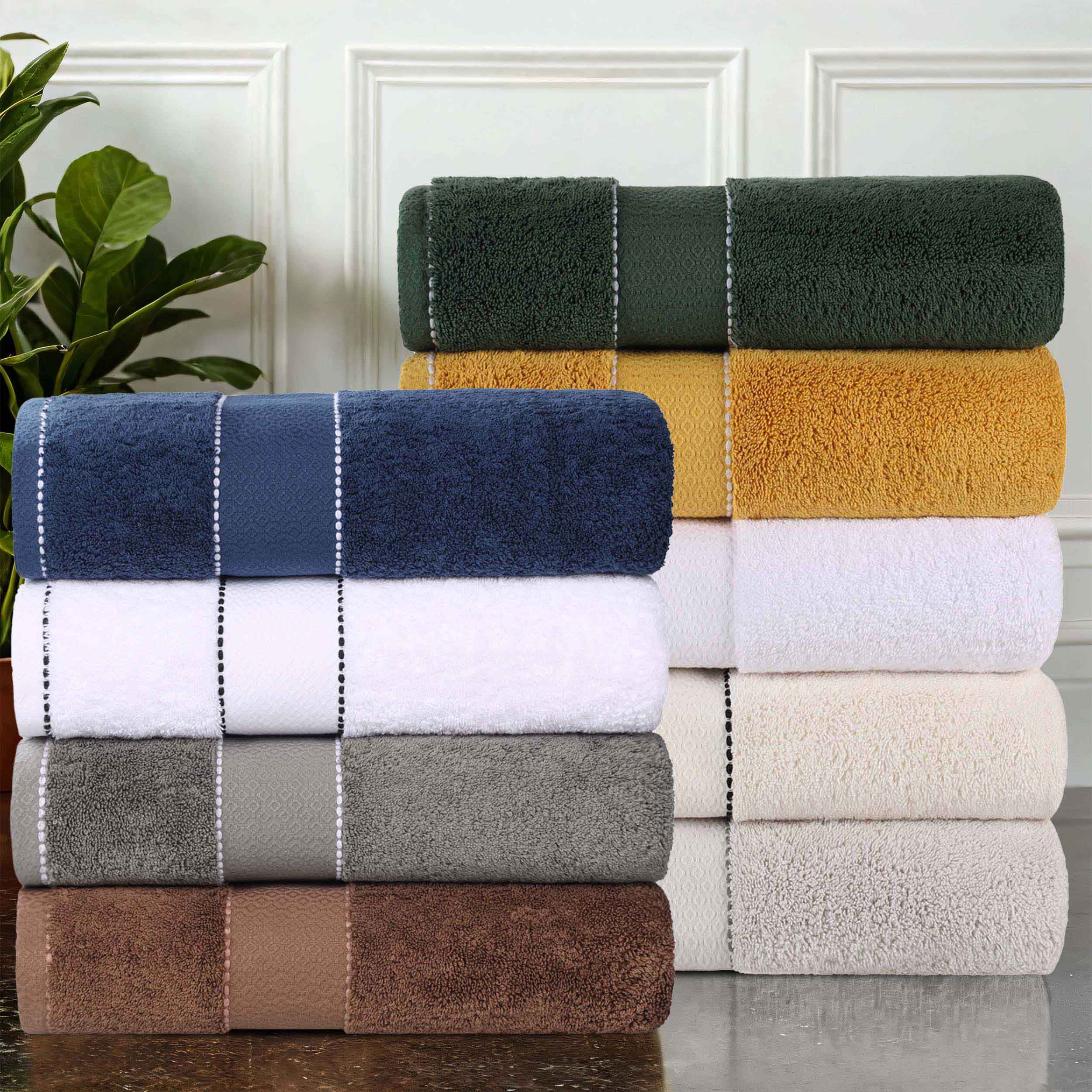 Niles Egyptian Giza Cotton Plush Heavyweight Soft 8 Piece Towel Set - Towel Set by Superior